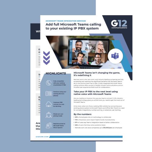 G12 MS Teams IP PBX Integration Datasheet